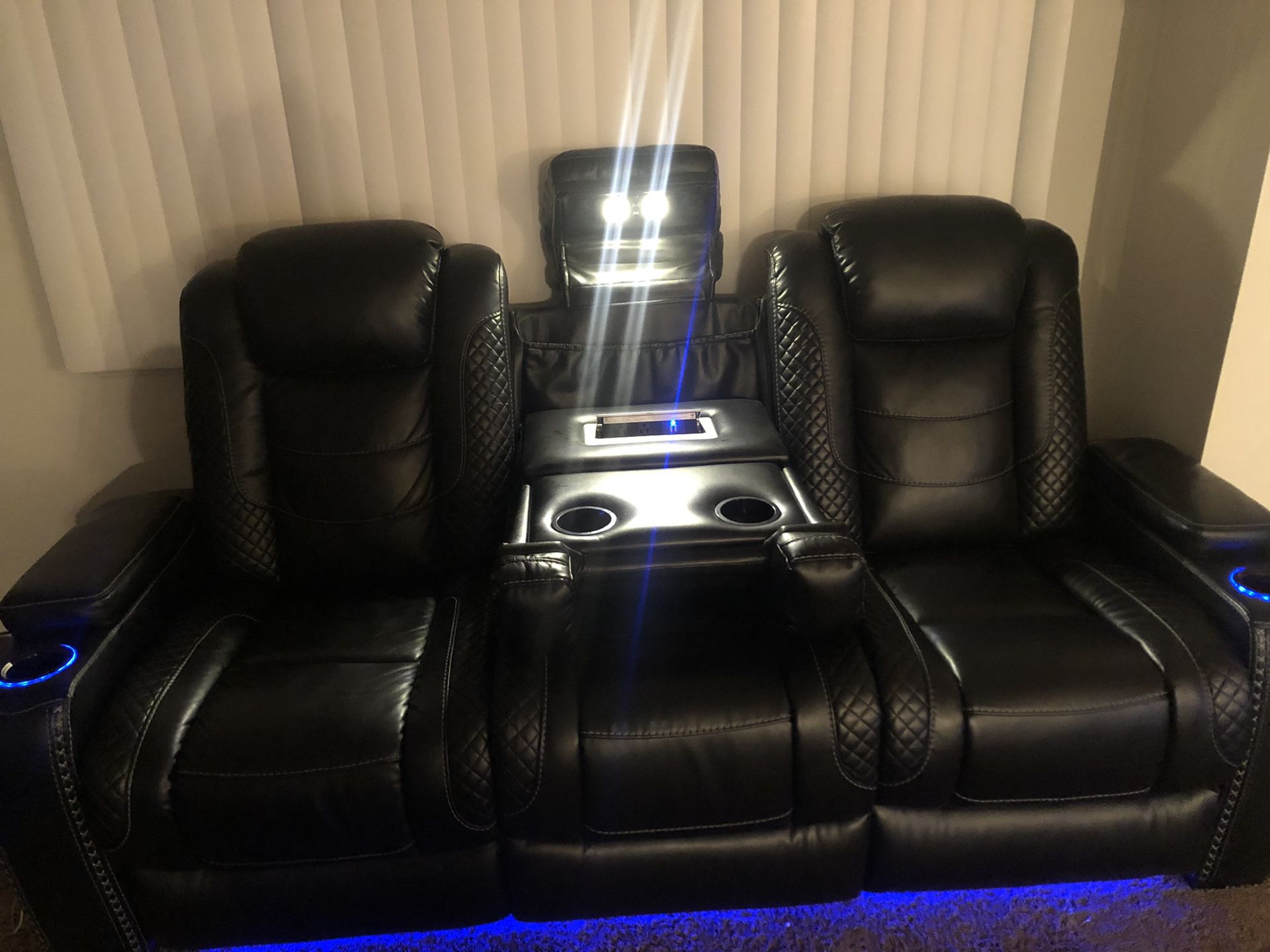 Black LED Movie Theater Recliners