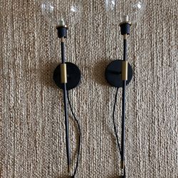 Modern Gold & Black Wall Sconces – Set of 2