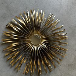 Sunburst Star Wall Art W/ Mirror Decorative Metal