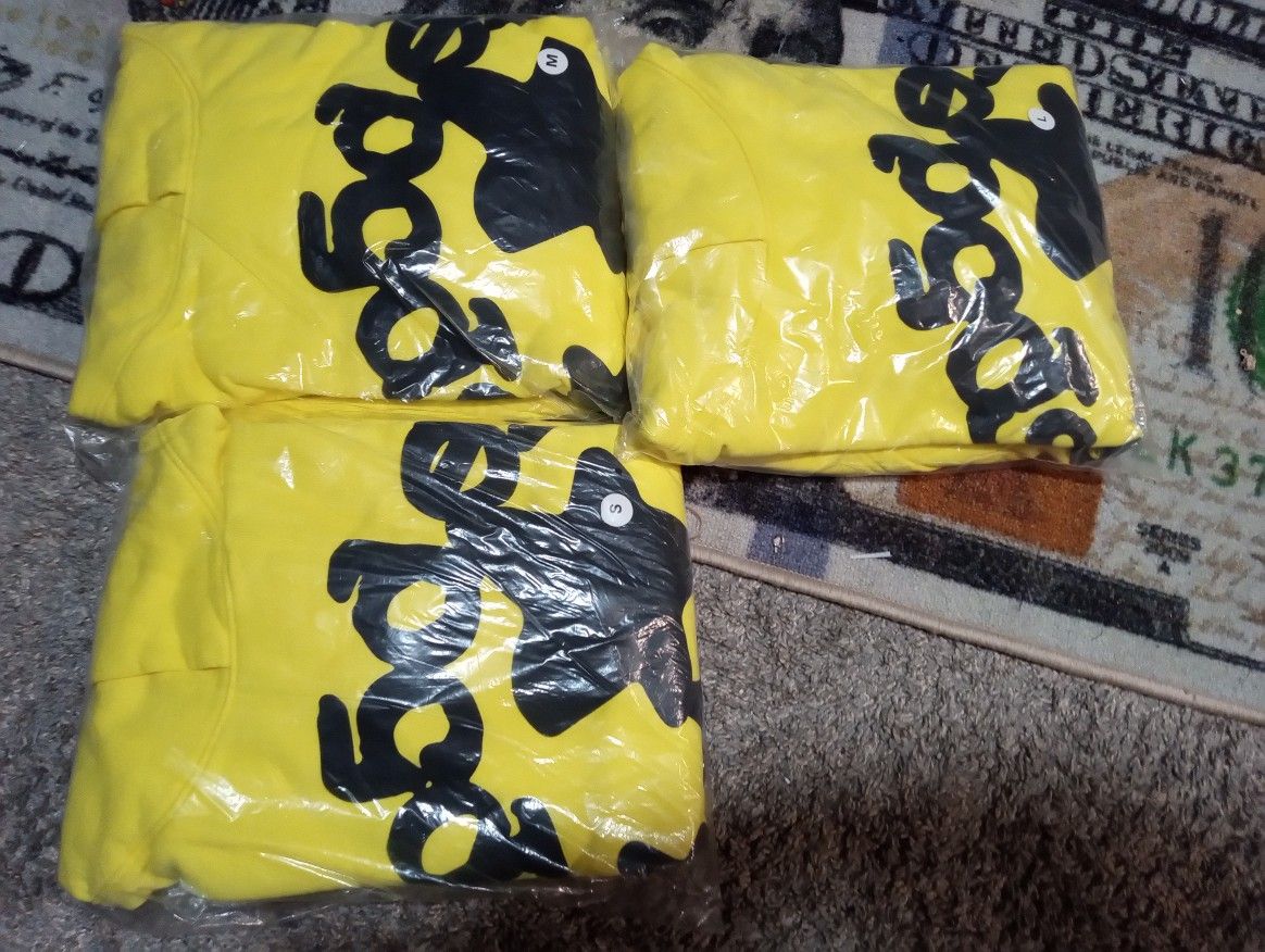 Sp5der Yellow Hoodies