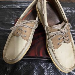SPERRY TOP SIDER Billfish 3-Eye Boat Shoes Leather Elk Color Mesh Size 10.5M