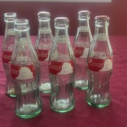 Vintage 1986 • 6 Pack Coke Coca-Cola Classic Glass Bottles 8oz Empty