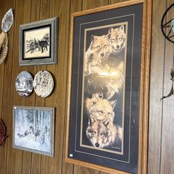 Estate Sale – wolf pictures, plates, collectibles