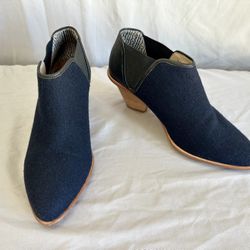 Matt Bernson Ankle Booties Shooties Navy Wool Leather Blend, Size 9.5