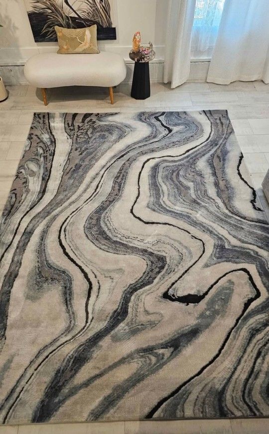 Blue & Grey Modern Abstract Design Rug