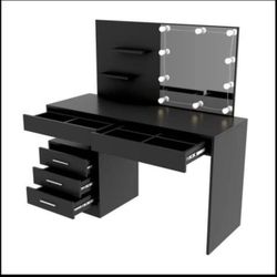 Barletta black Makeup Vanity Desk New With Led Lights