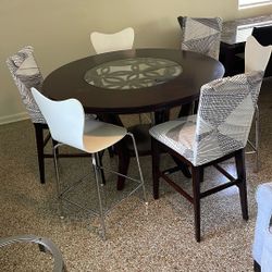 Round Wood Dining Table 6 Chairs 