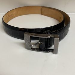 Harold Powell Black Genuine Leather Croc Belt - Made in Italy - uni-sex  Size S