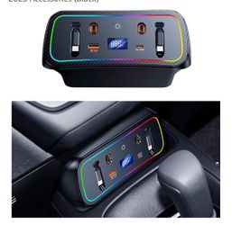 ELOHEI Car Fast Charger for Toyota Corolla 2020 2021 2022 2023 with 8-Color Ambient Light, Multi Port Retractable Docking Station for Toyota Corolla 2