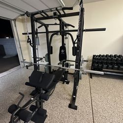 Vesta Fitness Smith Machine 1001 w/Bench Attachment | 245lb Cast Iron Olympic Weights | 7ft Olympic Bar | Fitness | Gym Equipment | FREE DELIVERY 🚚 