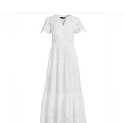 White Lace Cotton Dress