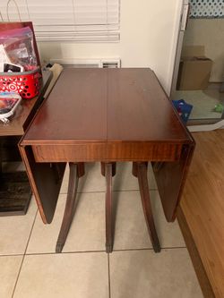 Vintage Triple Pedestal Drop Leaf Dining Table
