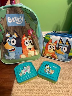 Bluey backpack and lunch pale