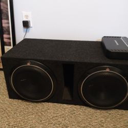 Brand New Rockford Fosgate P3 10inch Subwoofers With Carpeted Box And Amp