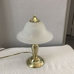 Desk Lamp Brass With Glass Shade.