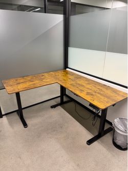 Office Desk L Shaped Electric Standing Desk Brown