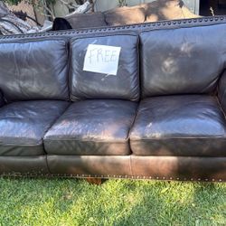 Free Sofa Dark Brown Leather 