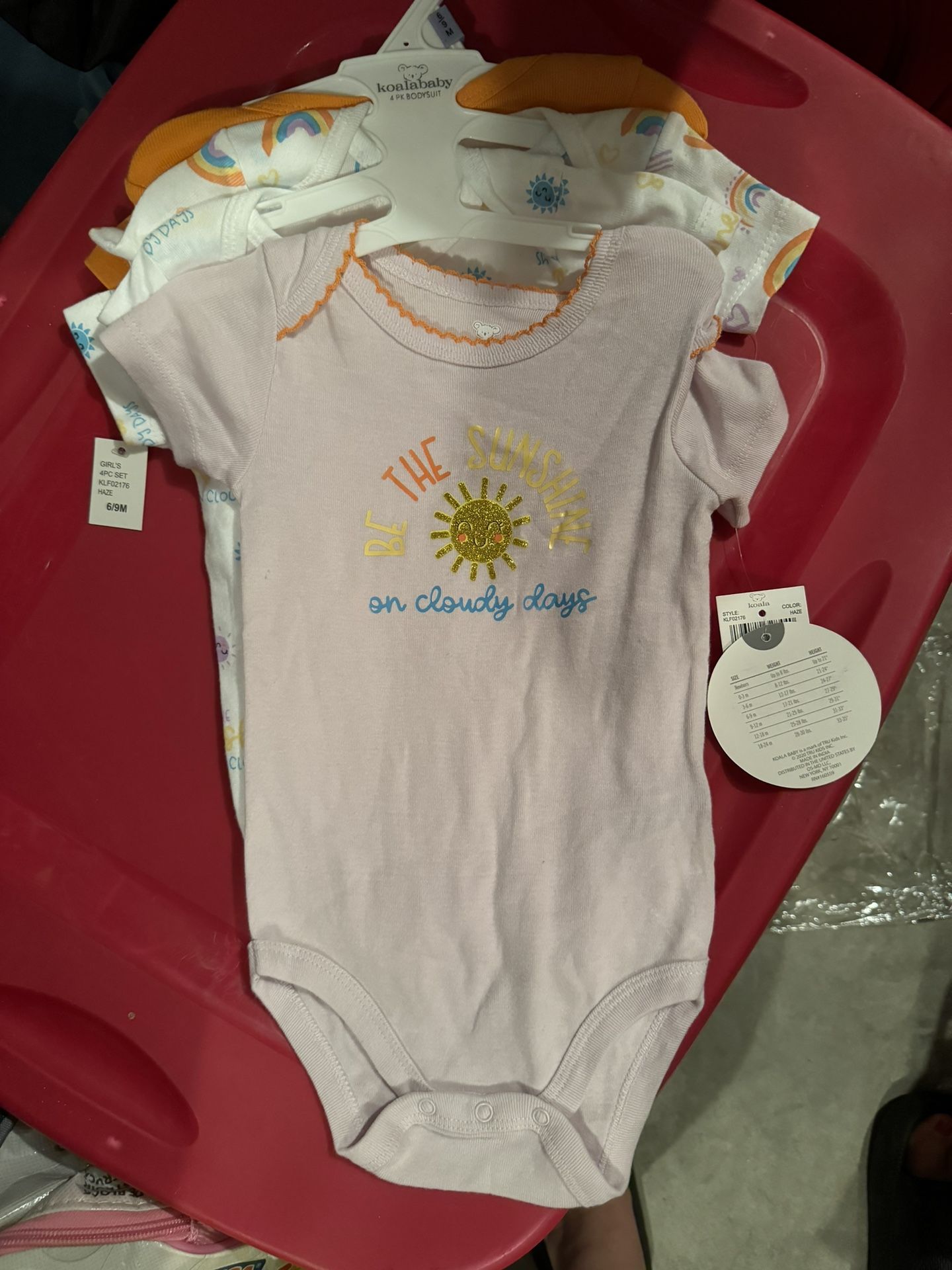 Nwt Baby Girl Koala Baby Set Of 4 Onesies 6/9 Months