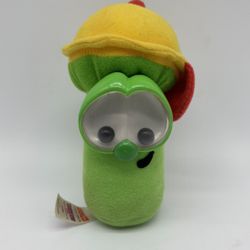 Vintage Fisher Price Veggie Tales Junior Asparagus Plush Rattle Googly Eyes 1999