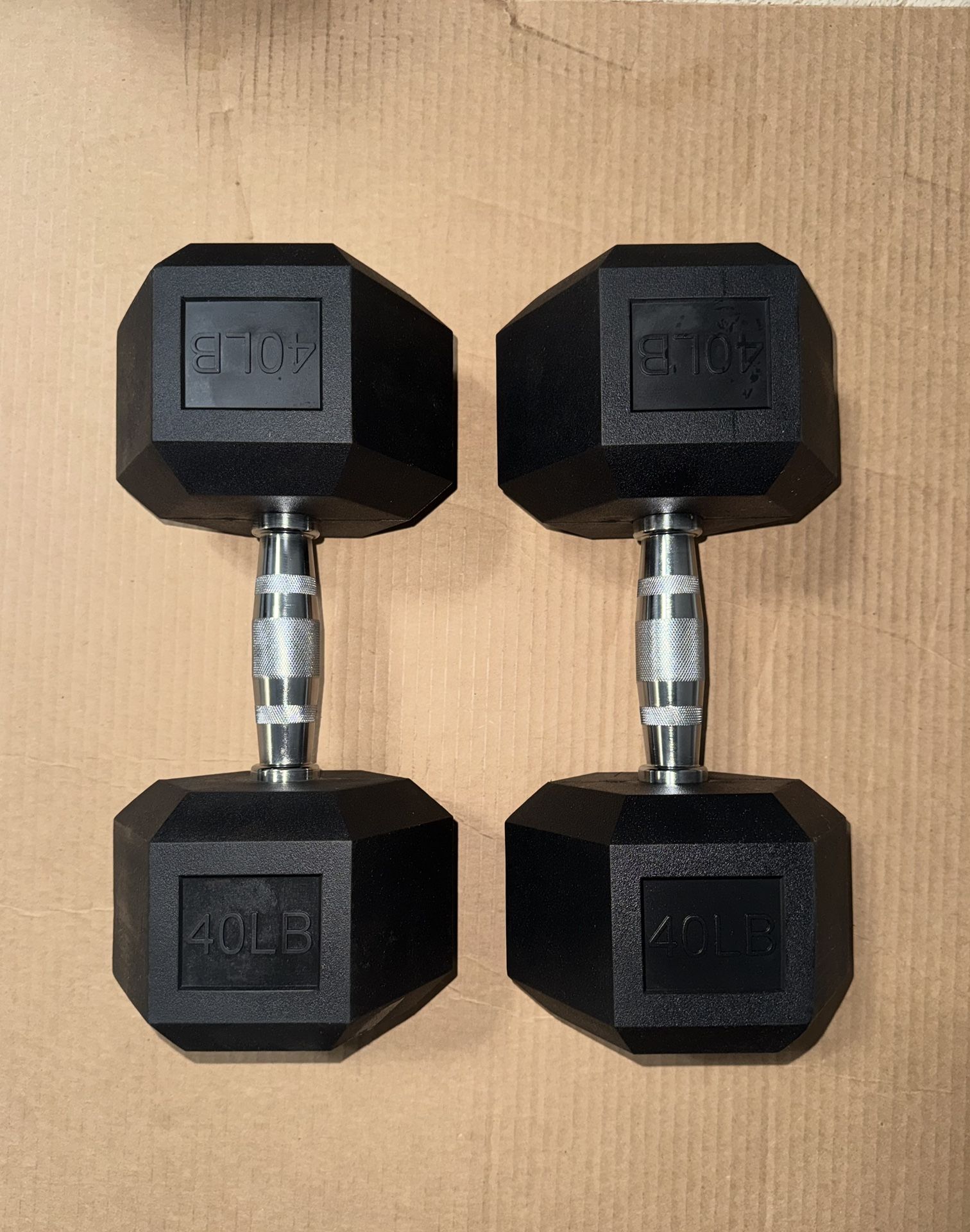 Brand New Pair of 40LB Dumbbells Rubber Hex