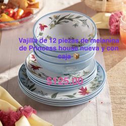 Vajilla De 12 Piezas De Melanina 👉 princess house todo nuevo y con caja 📦