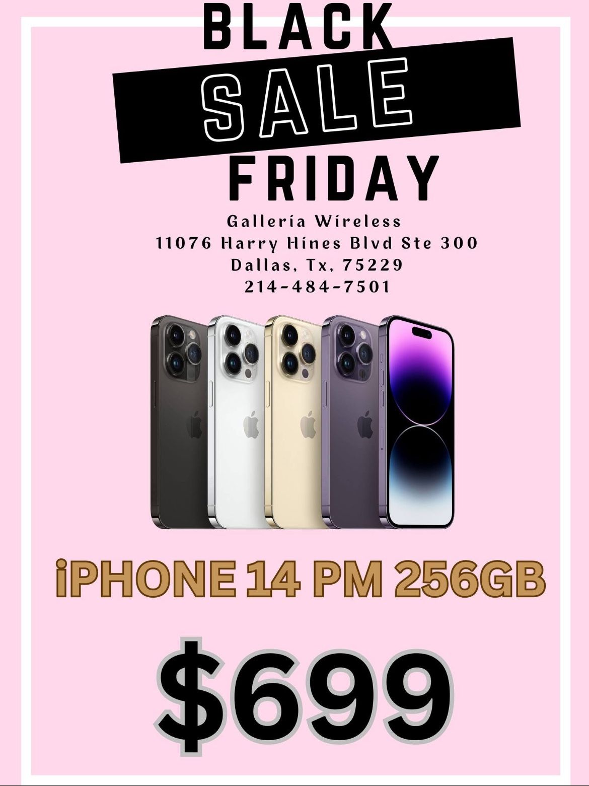 Amazing deals and sales on iPhones and Samsung Special deals iPhone 14 pro max 256gb Unlocked $699 before tax #galleriawirelessharryhines #g,All Products : American Fashion Style Bags On Sale