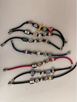 FIFA 2026 official Soccer Themed Braided Leather Charm Bracelets