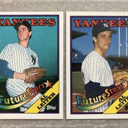 (2) 1988 Topps Al Leiter New York Yankees Rare Error & Corrected Rookie Card #18