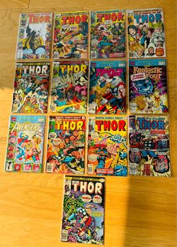 Comic Books-3 Annual Citizen Kang Avengers, 8 Marvel Comic Group Thor, 3 Thor Mighty. 14 books total.