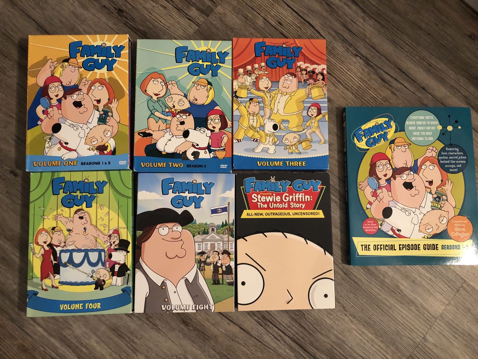 Family Guy 6 seasons of DVDs plus book. Pick up in Northeast Palm Bay by Lockmar Elementary
