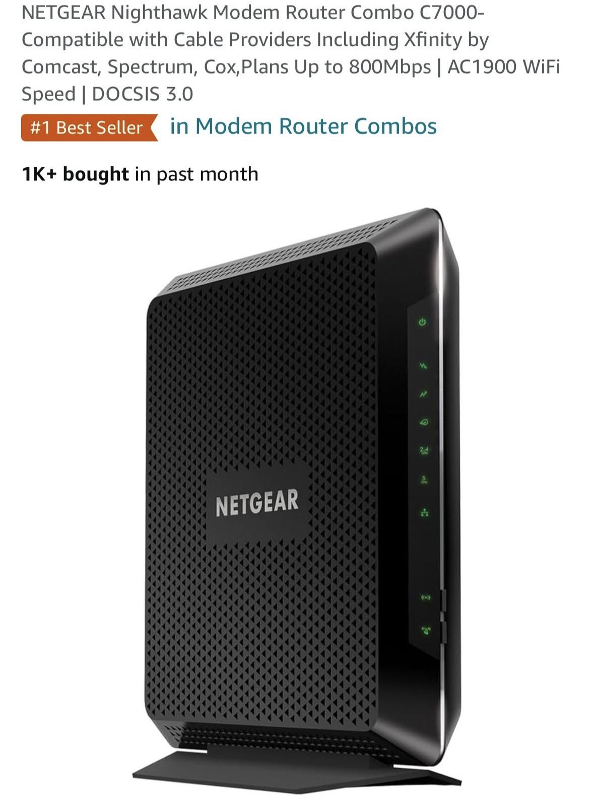 Nighthawk C7000v2 Modem Router combo - Comcast compatible