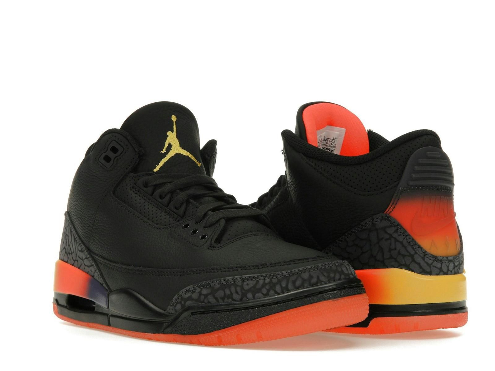 Jordan 3 Retro J Balvin Rio Sneakers – Black/Solar Flare/Crimson – FN0344-001