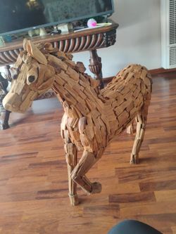 Vintage Large Driftwood Horse Sculpture . Hand Made 