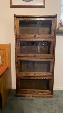 Oak Barrister Bookcase with Glass Doors