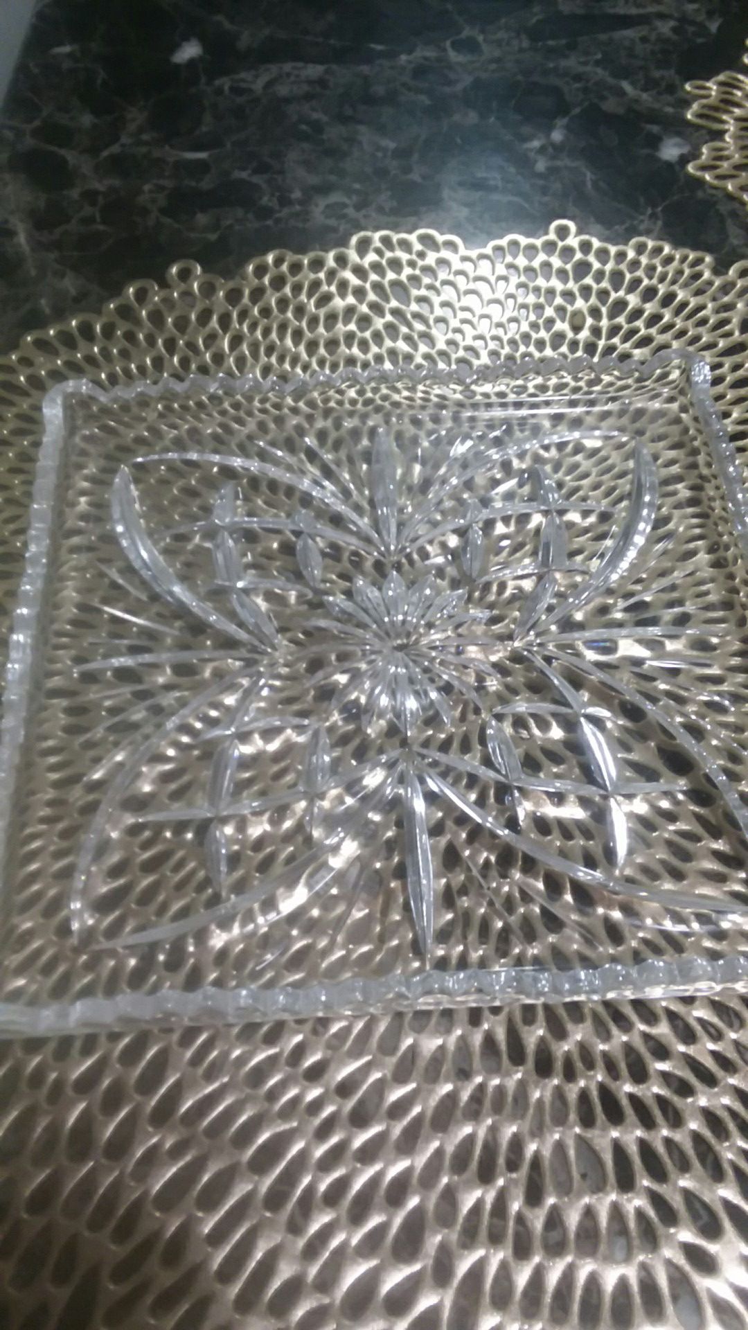 Crystal serving tray