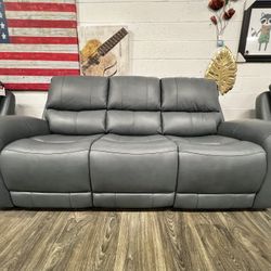 Dual Power Italian Leather Sofa