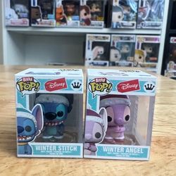 BITTY Winter Stitch & Angel 1" Funko Pops Disney Lilo Movies Christmas Holidays