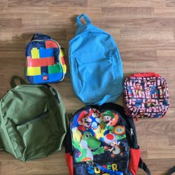 5 School Book Bags, Lunch Bags Children Kids 