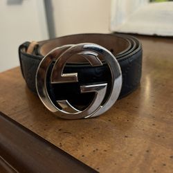 Navy Blue Gucci Belt