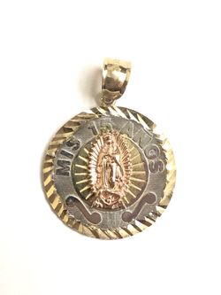 Beautiful mis 15 anos religious pendant 14K FINE JEWELRY REAL GOLD.