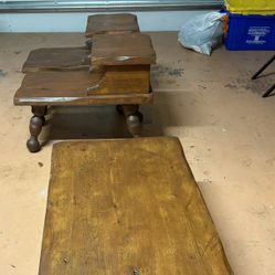 Three Piece Solid Wood Rustic Coffee And End Tables