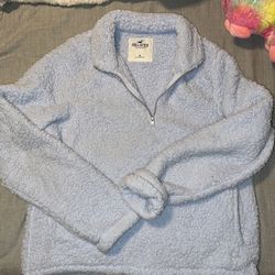 Hollister Fleece Quarter Zip In Light Blue
