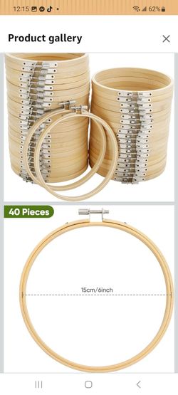 Caydo 40 Pieces 6 Inch Round Embroidery Hoops Bulk, Cross Stitch Hoop Ring
Bamboo Circle for Embroidery Decoration and Handy Sewing