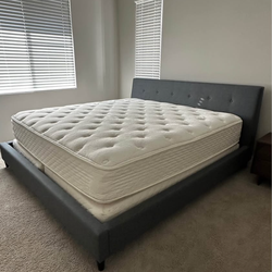 KING SIZE GRAY BED FRAME (LIKE NEW)