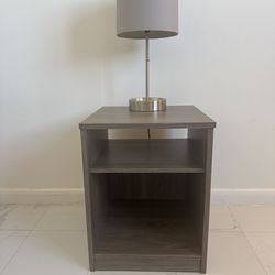 Grey Nightstand with Lamp
