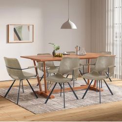 Green Leather Dining Chair 2 Pcs 