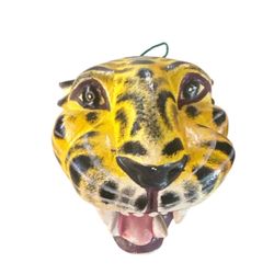 Jaguar Wild Cat Wooden Carved Handmade Folk Art Painted Wall Hanging Decor Mask