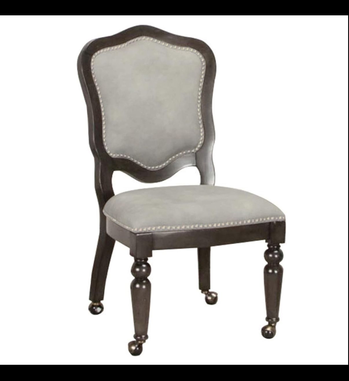 Gray Dining Chair with Casters