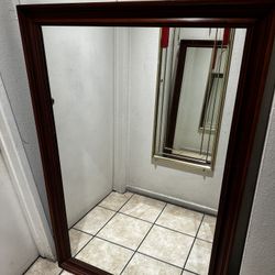 Solid Black Cherry Wood Framed Mirror