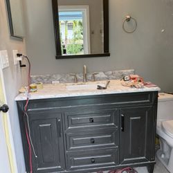 Vanity 48 Inch Top Marble Faucet And Mirror $150